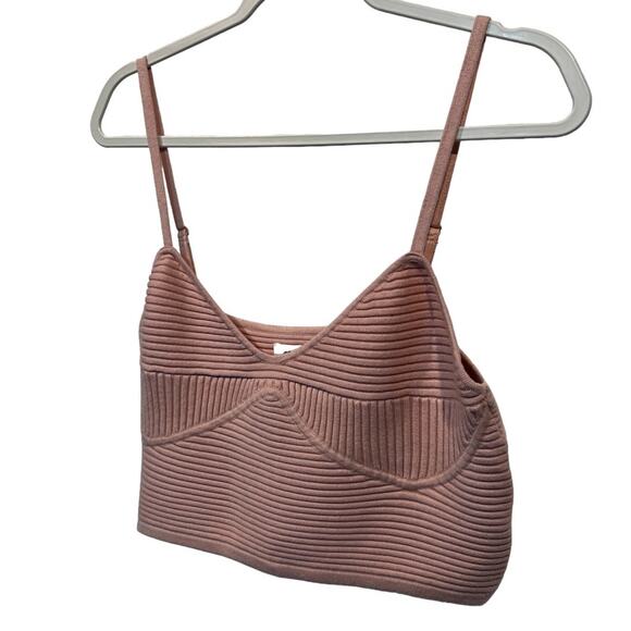 Aerie Top Womens XL Pink Knit Sweater Ribbed Strappy Crop Tank Boho Festival NEW - Picture 8 of 11